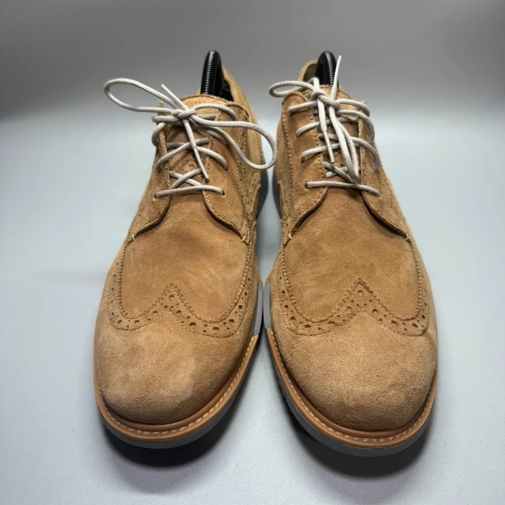Cole Haan Mens Derby Dress Shoes Brown Leather Brogue Wingtip Lace Up‎ 10
